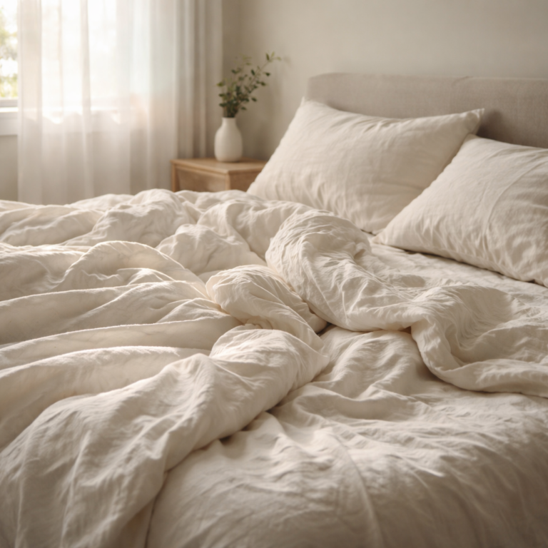 Zerknülltes Bett als Symbol für Schlafprobleme und unruhigen Schlaf in der Nacht